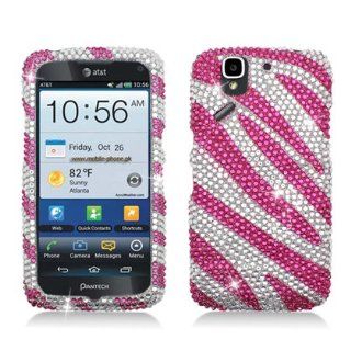Aimo PNP8010PCLDI686 Dazzling Diamond Bling Case for Pantech Flex P8010   Retail Packaging   Zebra Hot Pink/White: Cell Phones & Accessories
