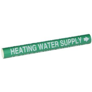 Brady 5826 O High Performance   Wrap Around Pipe Marker, B 689, White On Green Pvf Over Laminated Polyester, Legend "Heating Water Supply": Industrial Pipe Markers: Industrial & Scientific