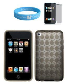 Smoke Silicone Skin Case for Apple Ipod Touch 4th Generation with Mirror Screen Protector for itouch 4th gen and Wristband: Electronics