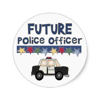 Future Police Officer T shirts and Gifts Round Stickers: Toys & Games