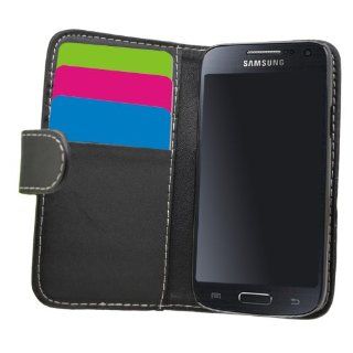SAMRICK   Samsung i9190 Galaxy S4 IV Mini & i9192 Galaxy S4 IV Mini (Dual Sim)   Executive Specially Designed Soft Leather Book Wallet Case With Credit Card/Business Card Holder   Black Cell Phones & Accessories