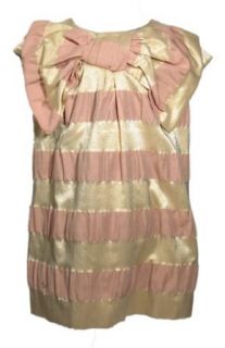 SONIA RYKIEL ENFANT Striped Big Bow Dress  16  GOLD/PINK Playwear Dresses Clothing