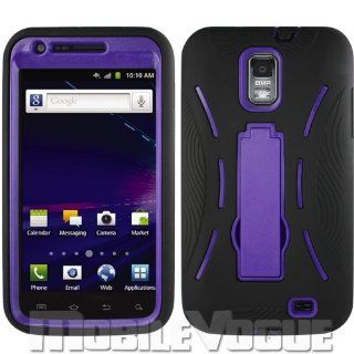 Samsung Galaxy S II Skyrocket/I727 Black/Purple Combo Silicone Case + Hard Cover + Kickstand Hybrid Case AT&T: Cell Phones & Accessories
