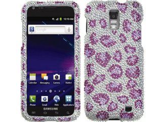 Silver Leopard Cheetah Purple Bling Rhinestone Diamond Crystal Faceplate Hard Skin Case Cover for Samsung Galaxy S II 2 Two Skyrocket SGH i727 w/ Free Pouch: Cell Phones & Accessories