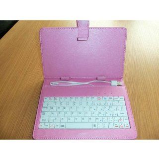 Ghope 7" INCH Tablet Stand with USB Keyboard   Pink Faux Leather Carrying Case Pink: Electronics