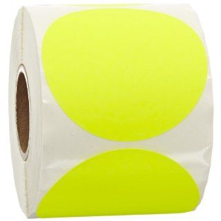 Aviditi DL614L Circle Inventory Color Coded Label, 3" Diameter, Fluorescent Yellow (Roll of 500): Industrial & Scientific