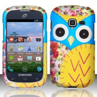 TRENDE   Samsung Galaxy Centura s738c / Samsung Galaxy Discover s730g Phone Case Blue/Yellow Owl Design Rubberized Hard Cover + Free Gift Box (Compatible Models: s738c, s730g, SCH S738C, SGH S730G): Cell Phones & Accessories