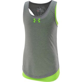 UNDER ARMOUR Girls Double The Fun Tank   Size Small, True Grey/green