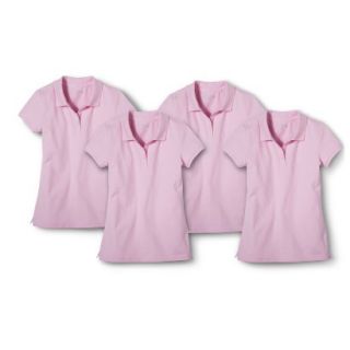 Cherokee Girls School Uniform 4 Pack Short Sleeve Pique Polo   Woodrose Pink XS