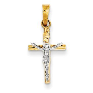 Small Latin Crucifix Pendant, 14K Two Tone Gold: Jewelry