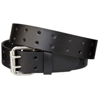 Dickies Mens Double Perforated Leather Belt   Black 32