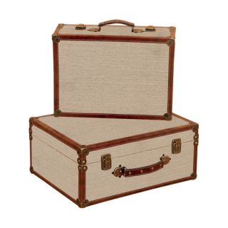 Aspire Burlap Decorative Suitcases (Set of 2)