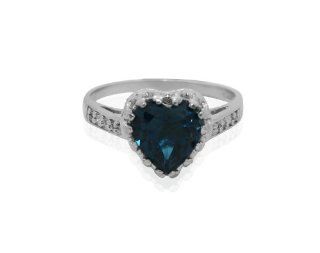 Tiara Collection Sterling Silver London Blue Topaz, White Topaz Accent Ring: Jewelry