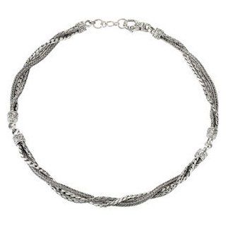 Sterling Silver 17.00 Inch Sterling Silver Multi Strand Fashion Chain: Pendant Necklaces: Jewelry