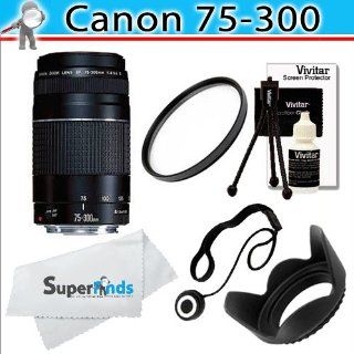 Deluxe Accessory Bundle for Canon EOS Rebel Digital SLR Cameras + Canon EF 75 300mm f/4 5.6 III Lens : Camera & Photo