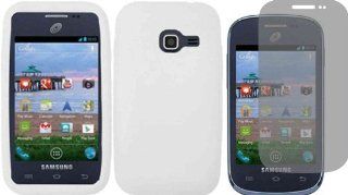 For Samsung Galaxy Centura S738C Silicone Jelly Skin Cover Case White + LCD Screen Protector: Cell Phones & Accessories