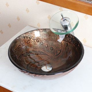 Elite Home Products Hot Melted Rock Pattern Glass Bowl Vessel Bathroom