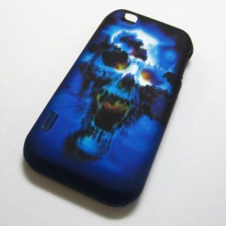 Rubberized Hard Phone Cases Covers Skins Snap on Faceplate Protector for Lg Maxx Touch Mytouch My Touch 4g E739 E 739 E739 Tmobile T.mobile /Blue Skull (Wholesale Price): Cell Phones & Accessories
