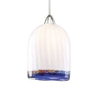 WAC Lighting MP LED540 BL/BN Rosetta European Collection 1 Light LED MonoPoint Pendant with Blue Art Glass Shade and Brushed Nickel Finished Cord   Ceiling Pendant Fixtures  