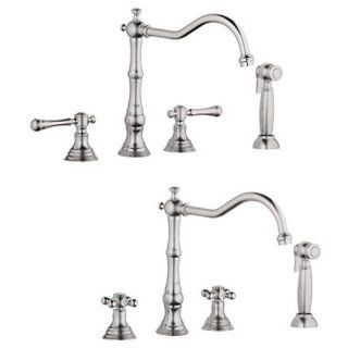 Grohe 20 130 EN0 Bridgeford High Profile Wideset Kitchen Faucet with Side Spray, Infinity Brushed Nickel   Touch On Kitchen Sink Faucets  