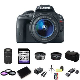 Canon EOS Rebel SL1 DSLR Camera with EF S 18 55mm f/3.5 5.6 IS STM Lens with Canon EF 75 300mm f/4.0 5.6 III Autofocus Lens 32GB Package 3 : Digital Cameras : Camera & Photo