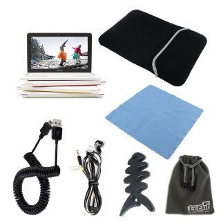 EEEKit Starter Kit for 11.6 inch HP Chromebook 11, Universal Soft Sleeve Carry Bag+Micro USB Male to USB A Male Spring Cable(10 feet)+Micro Fiber Screen Cleaning Cloth+Universal Earphone+Fishbone Headset Wrap+Soft Protective Storage Pouch: Computers & 