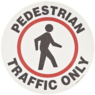 Accuform Signs MFS725 Slip Gard Adhesive Vinyl Round Floor Sign, Legend "PEDESTRIAN TRAFFIC ONLY/SOLO TRANSITO PEATONAL" with Graphic, 17" Diameter, Black/Red on White: Industrial Warning Signs: Industrial & Scientific