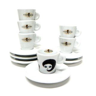 Miscela d'Oro Modern Espresso Coffee Cups and Saucers, Set of 6: Kitchen & Dining