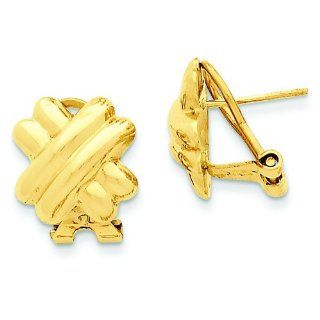 14K Gold X Omega Back Stud Earrings Jewelry Jewelry