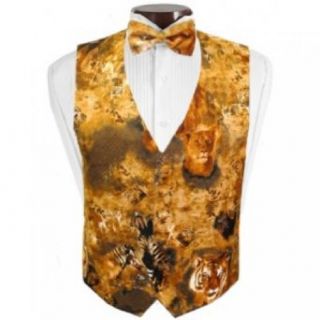 Jungle Animals Tuxedo Vest and Bow Tie Size Large at  Mens Clothing store: Apparel Accessories