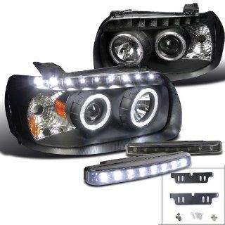 Black Ford Escape Halo Smd Projector Headlight+8 LED Bumper Fog Lamp DRL: Automotive