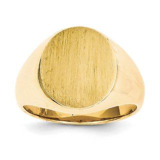 14k Yellow Gold Signet Ring. Gold Weight  11g. 16.2mm x 12.7mm face Jewelry