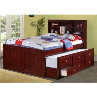 Captain Bed with Trundle and Bookcase Size: Full   Childrens Bed Frames