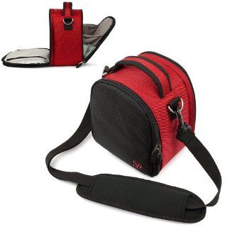Vangoddy designed Red Small DSLR & SLR Camera Bag, Laurel Luxury Design For all Canon SLR Entry Level or Professional Cameras with Unique Flip out Compartment, Guaranteed Fit (EOS Rebel T3, T3i, T2i, T1i, XS, EOS 60D, 7D, 5D Mark II Full Frame CMOS, Ca