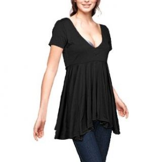 Ladies Irregular Hem Short Sleeve Loose Dress Style Shirt at  Womens Clothing store: Blouses