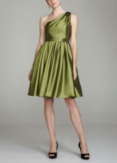 Short One Shoulder Taffeta Dress with Beading at  Womens Clothing store