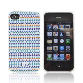 For AT&T Verizon Apple iPhone 4 iPhone 4S Blue Green Purple iLuv Pattern White OEM iLuv Festival Hard Case Cover ICC763BLU: Cell Phones & Accessories