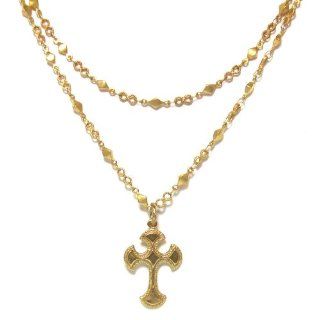Catherine Popesco 14K Gold Plated Double Chain Cross Pendant Necklace: Catherine Popesco: Jewelry