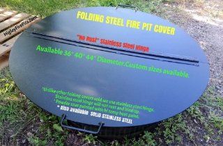 40" Mild Steel Folding Firepit Spark Snuff Cover With Stainless Steel Hinge : Fire Pit Covers : Patio, Lawn & Garden