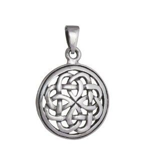 Classic Solid Sterling Silver Round Open Celtic Knot Pendant: Jewelry