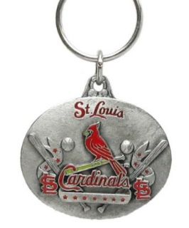 Pewter MLB Team Design Key Ring   St. Louis Cardinals : Sports Related Key Chains : Clothing