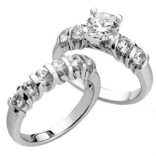 0.75 Carat (Ctw) 14k White Gold Round Diamond Ladies Bridal Semi Mount Ring Set (No Center Stone): Jewelry