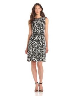 Adrianna Papell Women's Zebra Print Flare Dress, Black/White, 6 at  Womens Clothing store