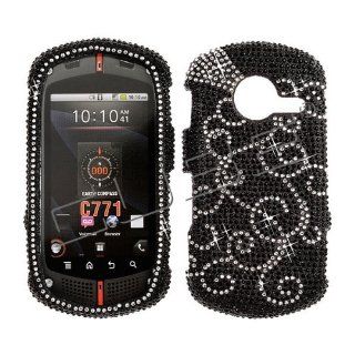 Verizon Casio G'zone Commando C771 C 771 Cover Faceplate Face Plate Housing Snap on Snapon Protective Hard Crystal Case Full Diamond Milkyway Milky Way Design on Black Cell Phones & Accessories