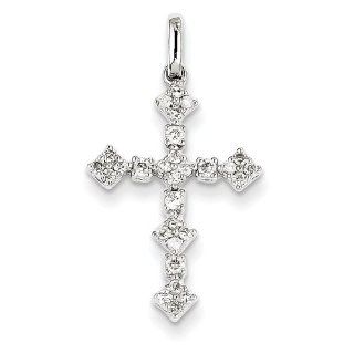 14k White Gold Diamond Cross Pendant   JewelryWeb: Jewelry