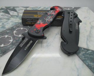 Tac Force Assisted Opening Rescue Glass Breaker Zombie Hunter RED Silver Design Hunting Camping Tatical Pocket Knife : Tactical Knives : Sports & Outdoors