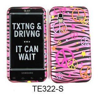CELL PHONE CASE COVER FOR SAMSUNG CAPTIVATE GLIDE I927 TRANS PEACE SIGNS ON PINK ZEBRA: Everything Else