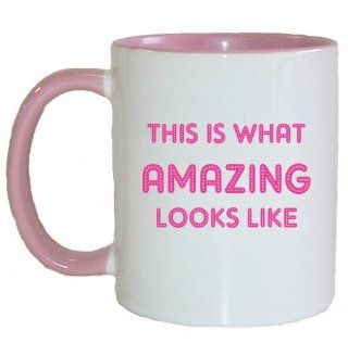 Mashed Mugs   This Is What Amazing Looks Like (Pink Dots Print)   Coffee Cup/Tea Mug (White/Pink): Kitchen & Dining