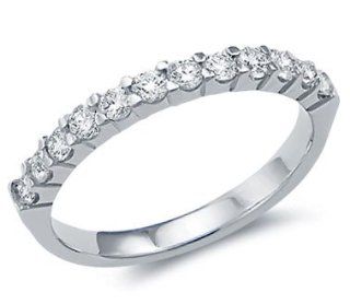 Diamond Wedding Ring 14k White Gold Anniversary Band Bridal (0.53 CTW): Jewel Tie: Jewelry