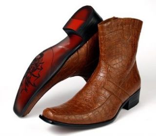 Ferro Aldo Mens Dress Boots Shoes Crocodile Zippered Styled in Italy (10.5): Shoes